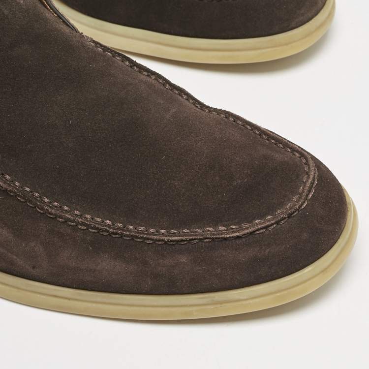 Pre Owned Loro Piana Brown Suede Open Walk Ankle Boots Size 42