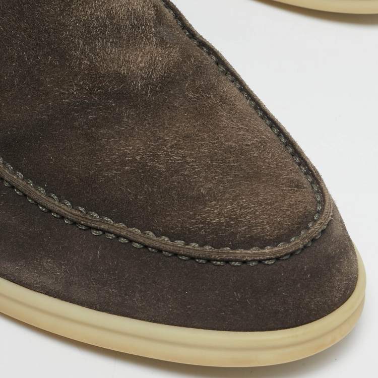 Pre Owned Loro Piana Brown Suede Open Walk Ankle Length Boots Size 39.5