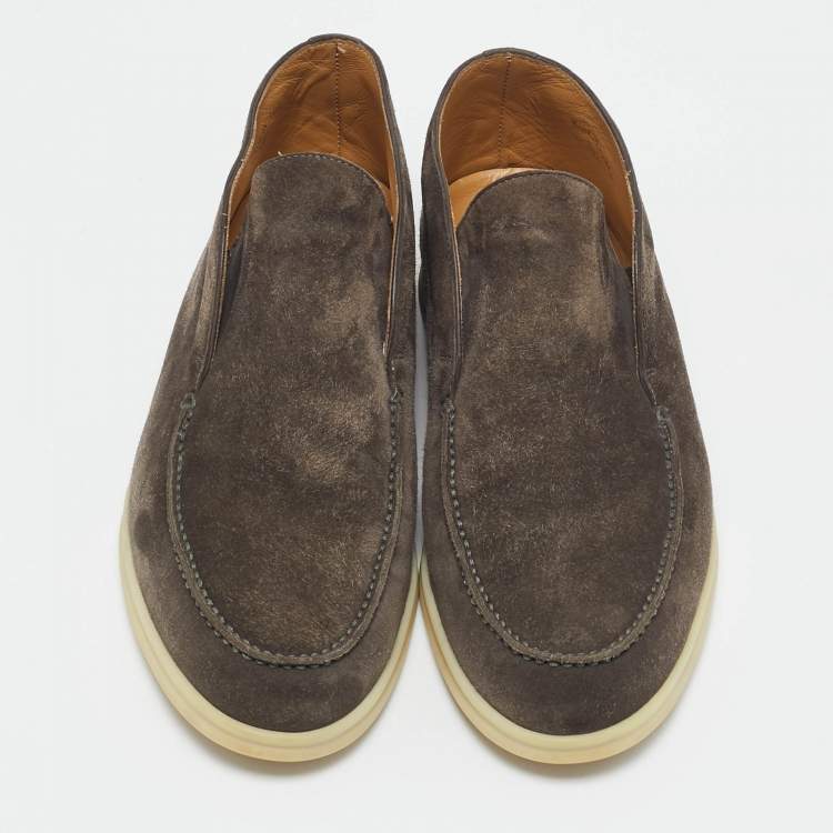 Pre Owned Loro Piana Brown Suede Open Walk Ankle Length Boots Size 39.5