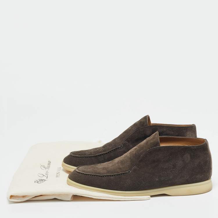 Pre Owned Loro Piana Brown Suede Open Walk Ankle Length Boots Size 39.5