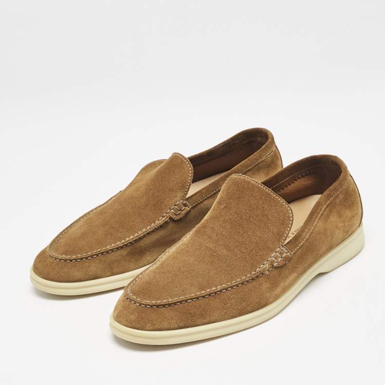 Pre Owned Loro Piana Brown Suede Summer Charms Walk Loafers Size 39
