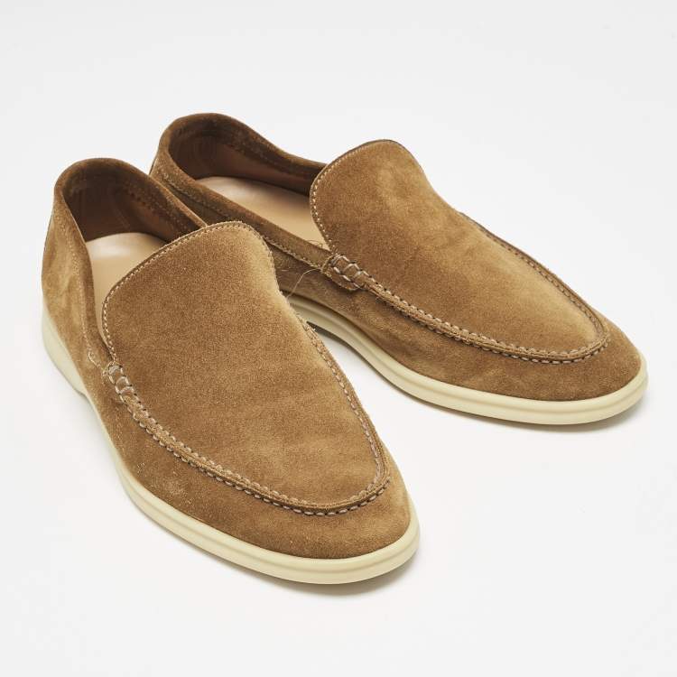 Pre Owned Loro Piana Brown Suede Summer Charms Walk Loafers Size 39
