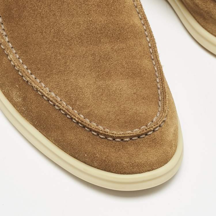 Pre Owned Loro Piana Brown Suede Summer Charms Walk Loafers Size 39