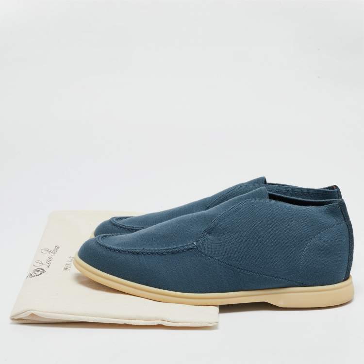 Pre Owned Loro Piana Blue Fabric and Suede Open Walk Boots Size 42.5