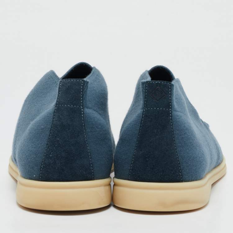 Pre Owned Loro Piana Blue Fabric and Suede Open Walk Boots Size 42.5