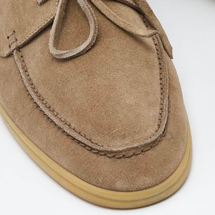 مملوكة مسبقًا Loro Piana Beige Suede Sea Sail Walk Loafers Size 45