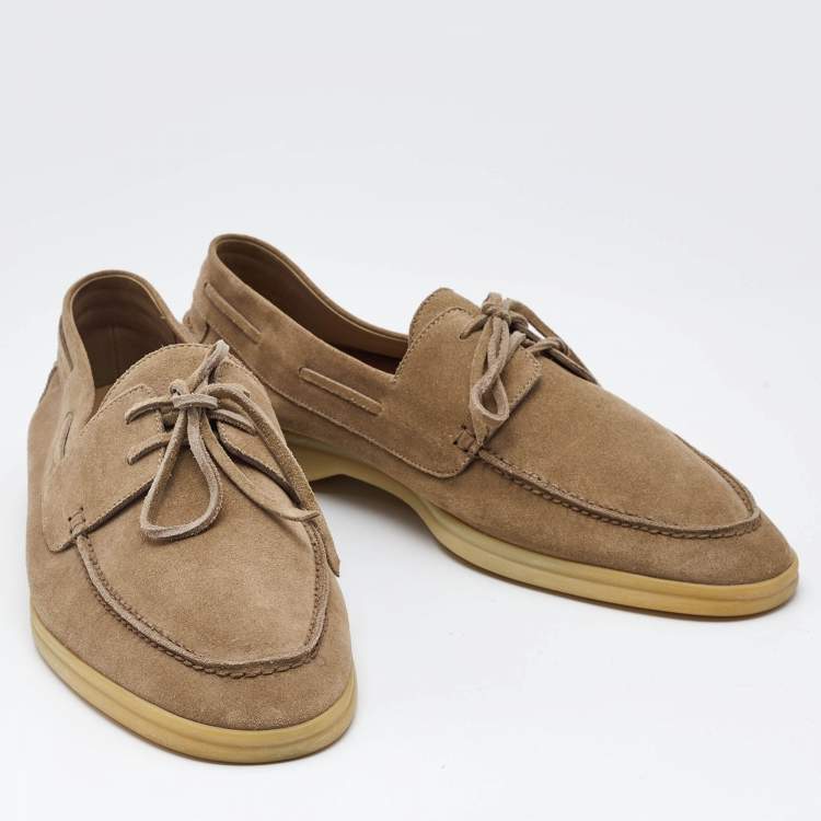 مملوكة مسبقًا Loro Piana Beige Suede Sea Sail Walk Loafers Size 45