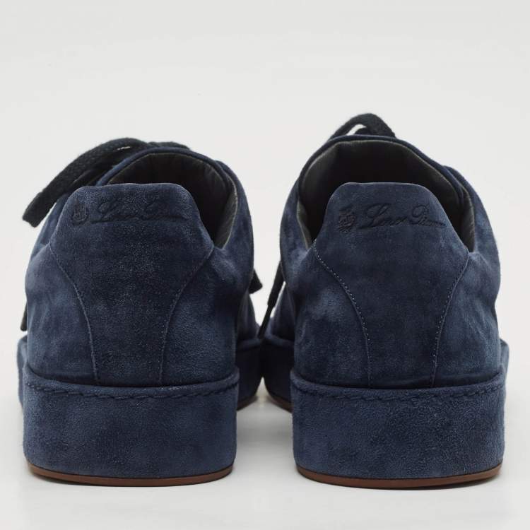 Pre Owned Loro Piana Navy Blue Suede 360 Flexy Walker Lace Up Sneakers Size 42