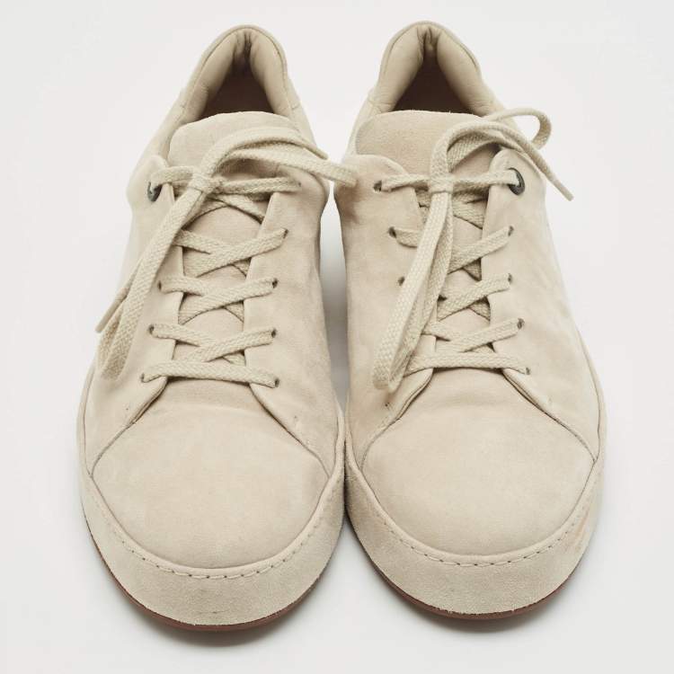 Pre Owned Loro Piana Grey Suede Nuages Lace Up Sneakers Size 42