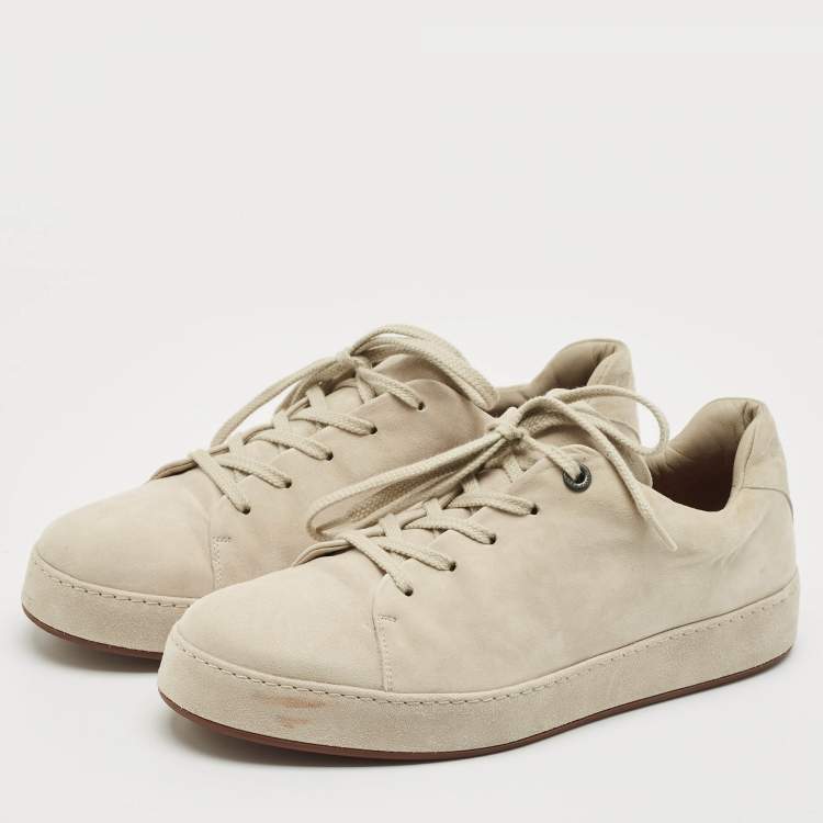Pre Owned Loro Piana Grey Suede Nuages Lace Up Sneakers Size 42