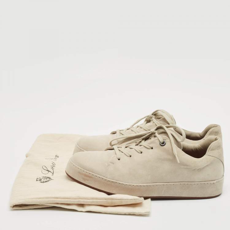 Pre Owned Loro Piana Grey Suede Nuages Lace Up Sneakers Size 42