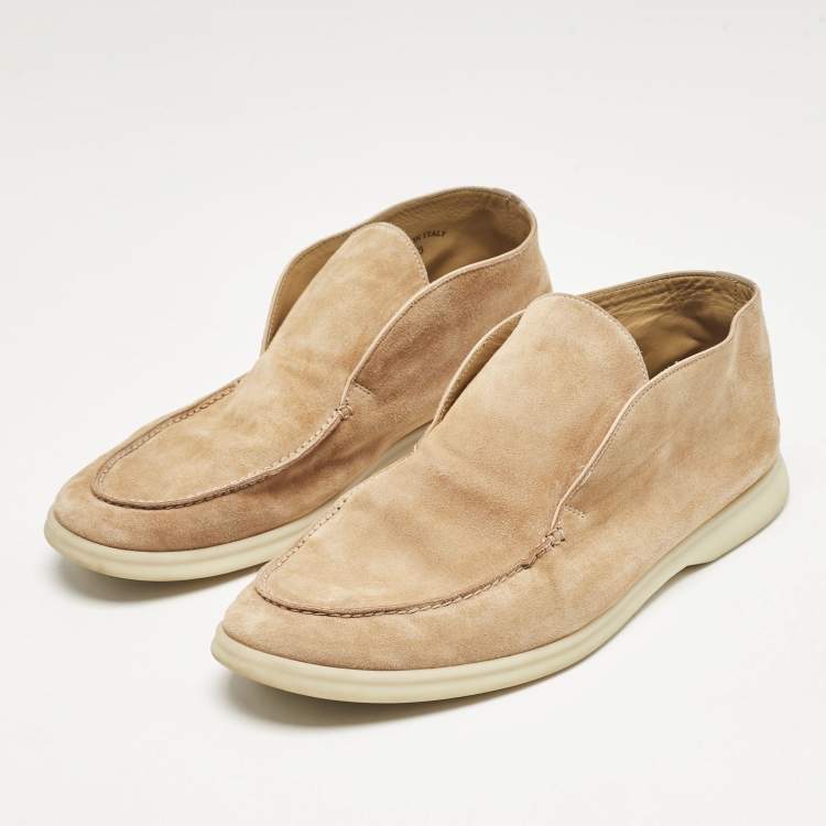 Pre Owned Loro Piana Beige Suede Open Walk Ankle Boots Size 43