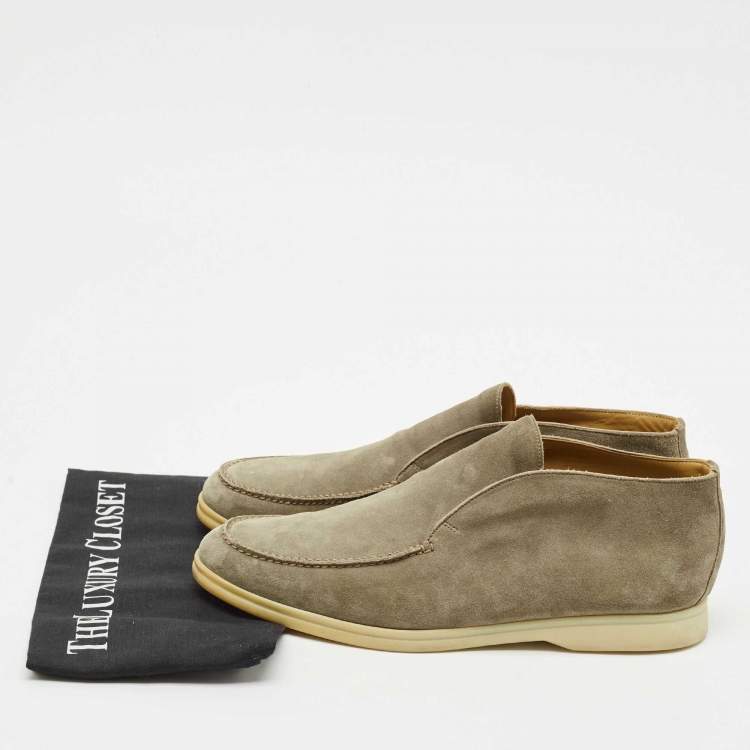 Pre Owned Loro Piana Green Suede Open Walk Ankle Boots Size 43
