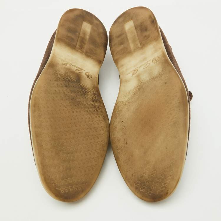 Pre Owned Loro Piana Dark Brown Suede Summer Walk Slip On Loafers Size 40.5