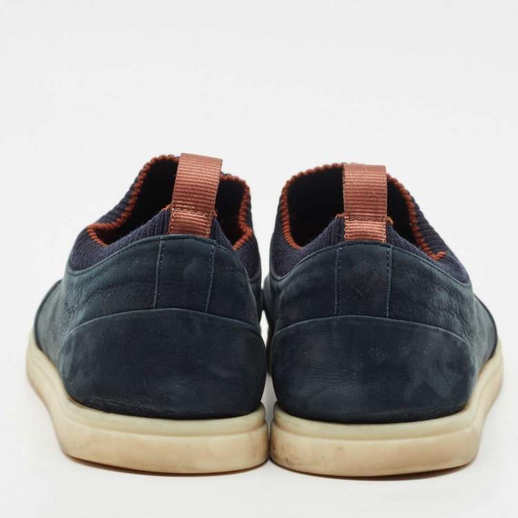 Pre Owned Loro Piana Blue Nubuck Leather Soho Walk Low Top Sneakers Size 42