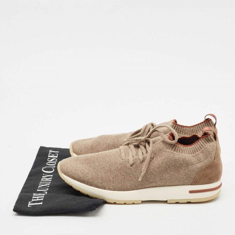 Pre Owned Loro Piana Beige Fabric 360 LP Flexy Walk Low Top Sneakers Size 40