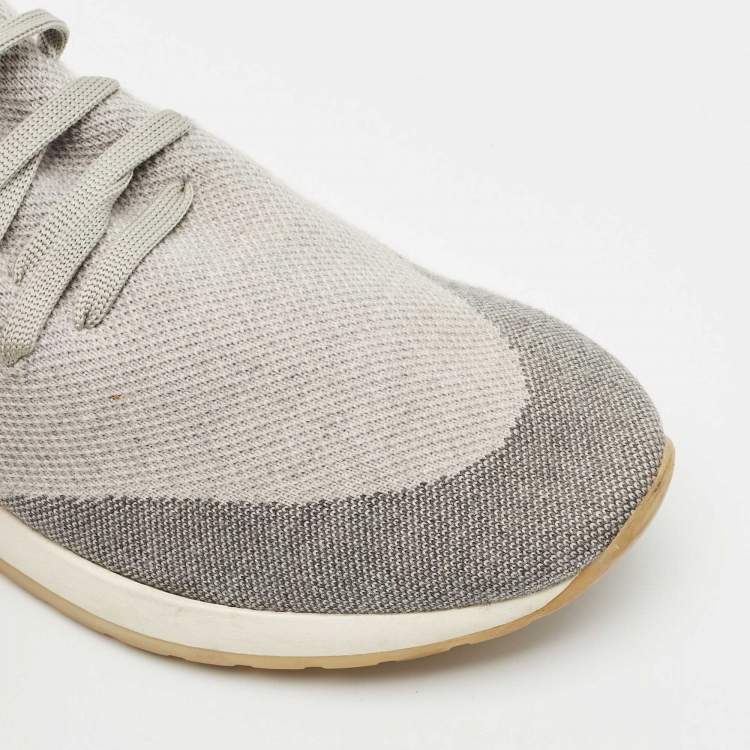Pre Owned Loro Piana Grey Knit Fabric and Leather 360 Flexy Walker Slip On Sneakers Size 40