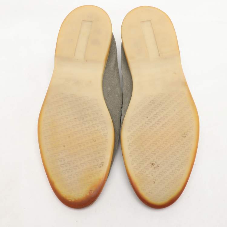 Pre Owned Loro Piana Olive Suede Summer Walk Slip On Loafers