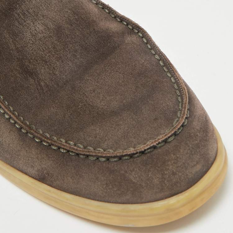 Pre Owned Loro Piana Brown Suede Open Walk Ankle Length Boots Size 42.5