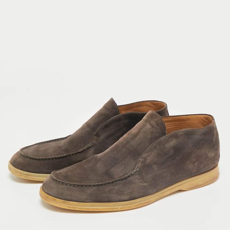 Pre Owned Loro Piana Brown Suede Open Walk Ankle Length Boots Size 42.5