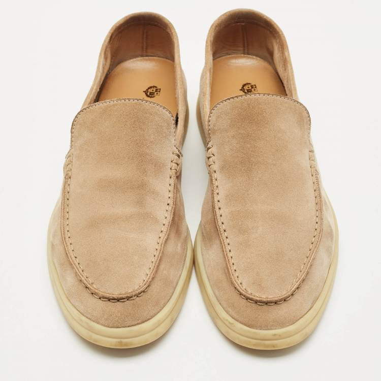 Pre Owned Loro Piana Brown Suede Summer Walk Slip On Loafers Size 40.5