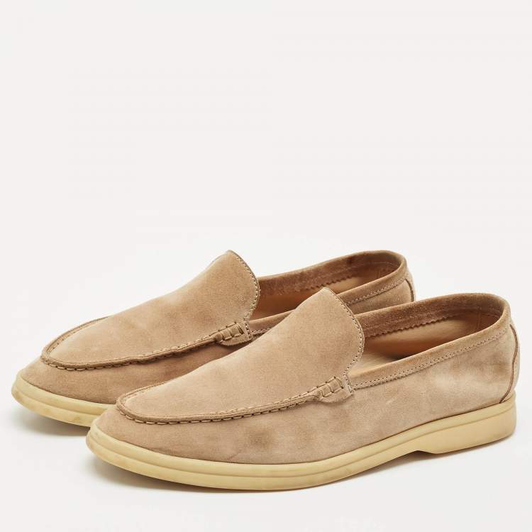 Pre Owned Loro Piana Brown Suede Summer Walk Slip On Loafers Size 40.5