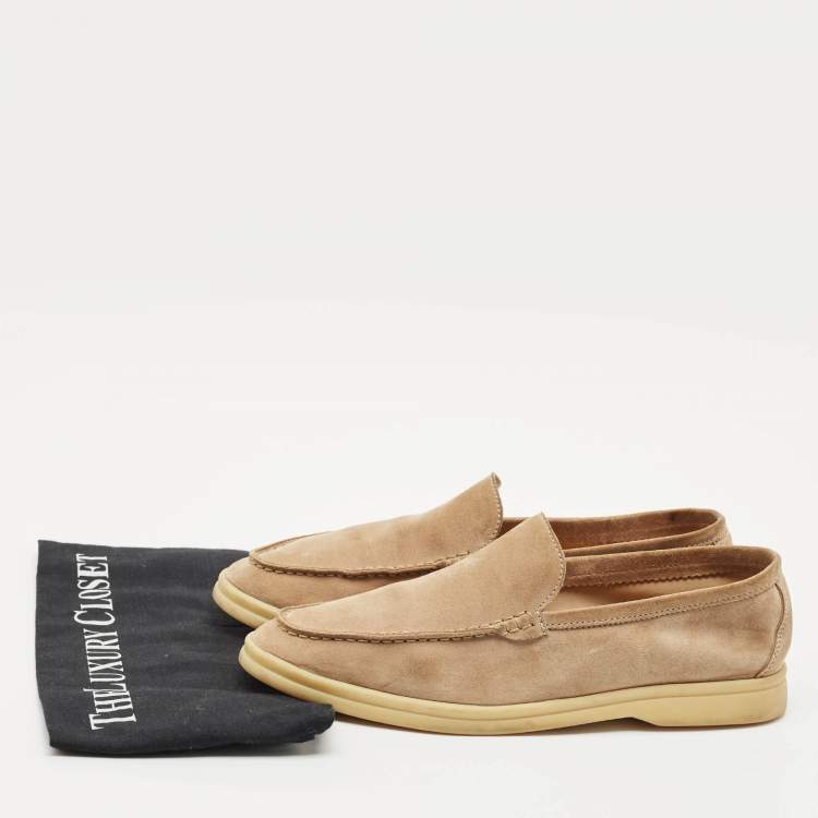 Pre Owned Loro Piana Brown Suede Summer Walk Slip On Loafers Size 40.5