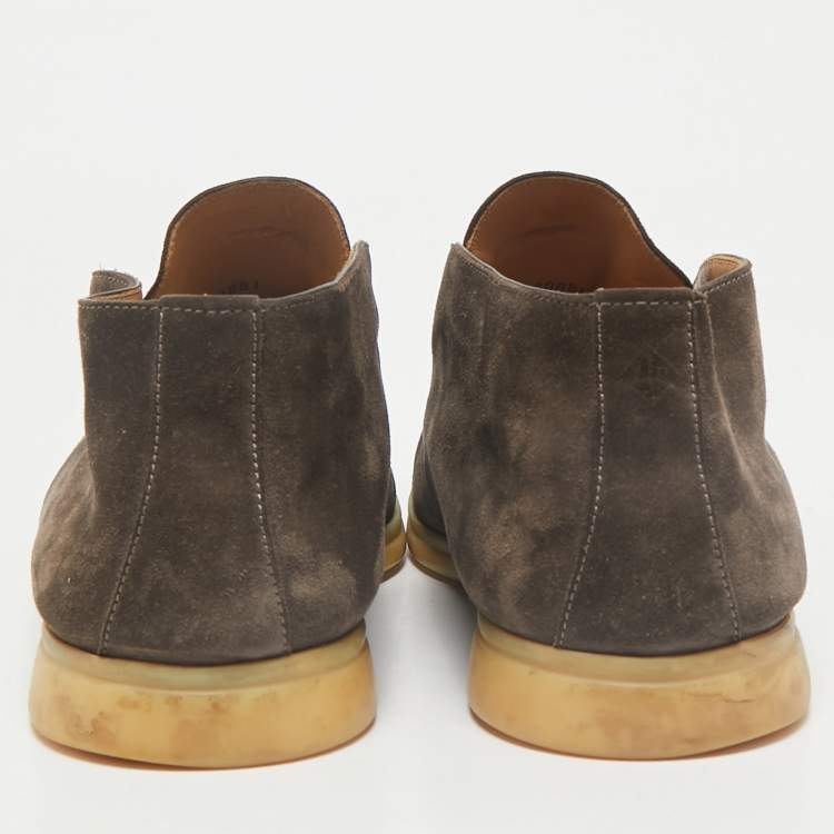 Pre Owned Loro Piana Brown Suede Open Walk Ankle Length Boots Size 42