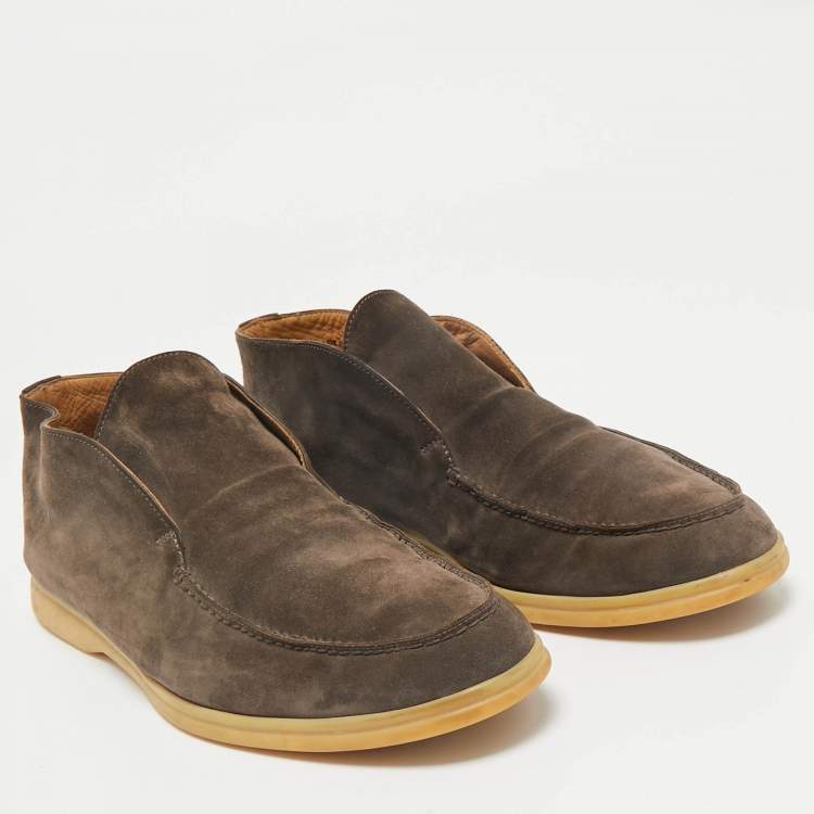Pre Owned Loro Piana Brown Suede Open Walk Ankle Length Boots Size 42