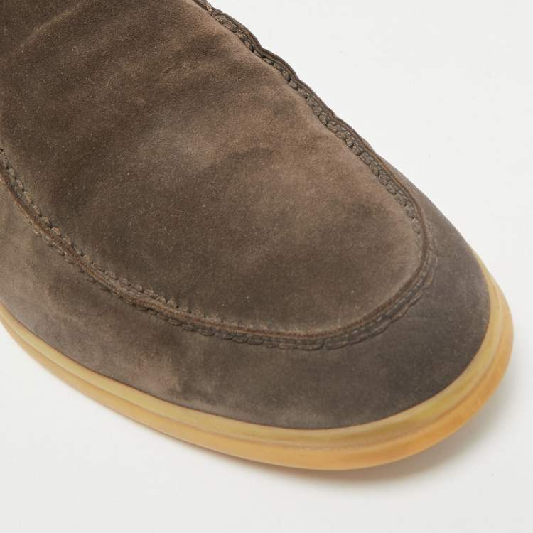 Pre Owned Loro Piana Brown Suede Open Walk Ankle Length Boots Size 42