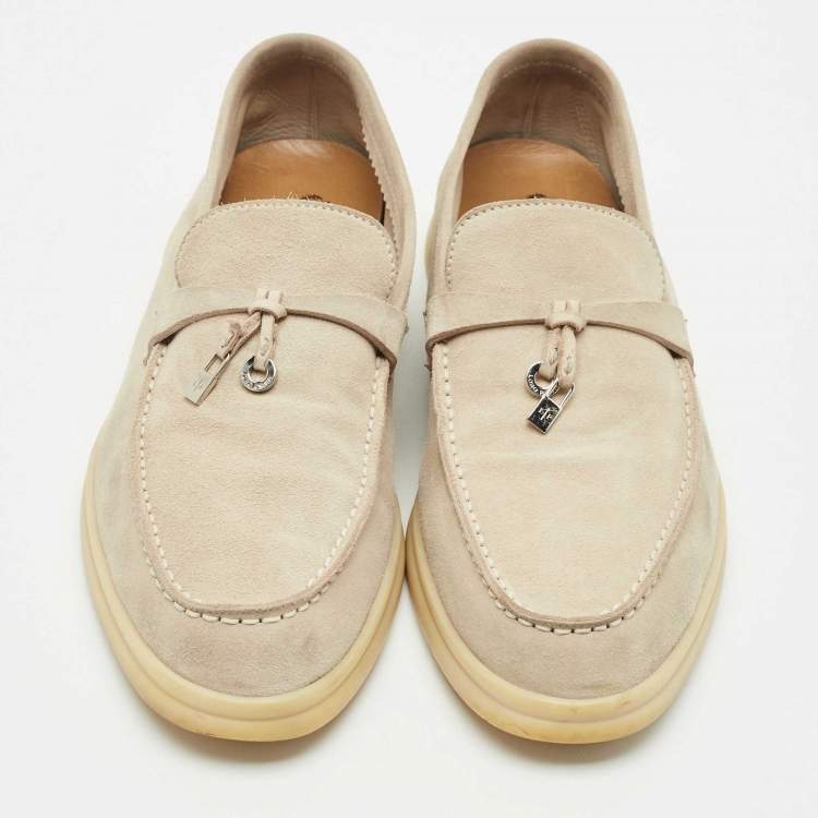 Pre Owned Loro Piana Grey Suede Summer Charms Walk Loafers Size 41