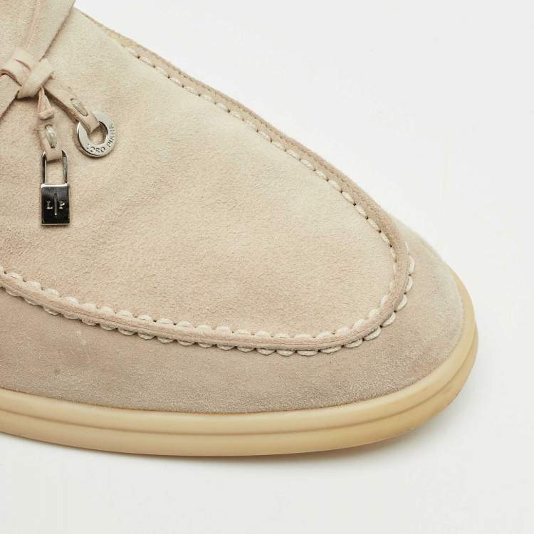 Pre Owned Loro Piana Grey Suede Summer Charms Walk Loafers Size 41