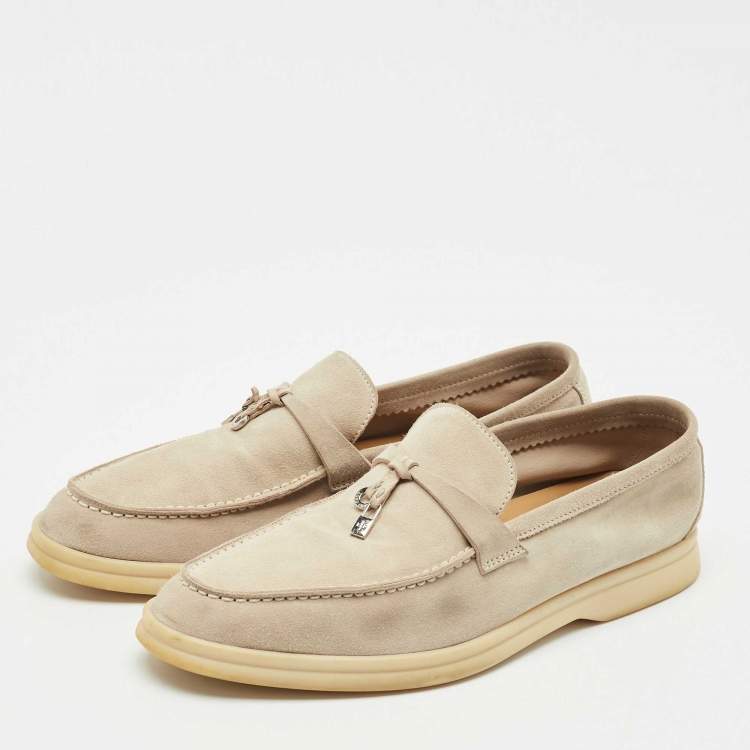 Pre Owned Loro Piana Grey Suede Summer Charms Walk Loafers Size 41