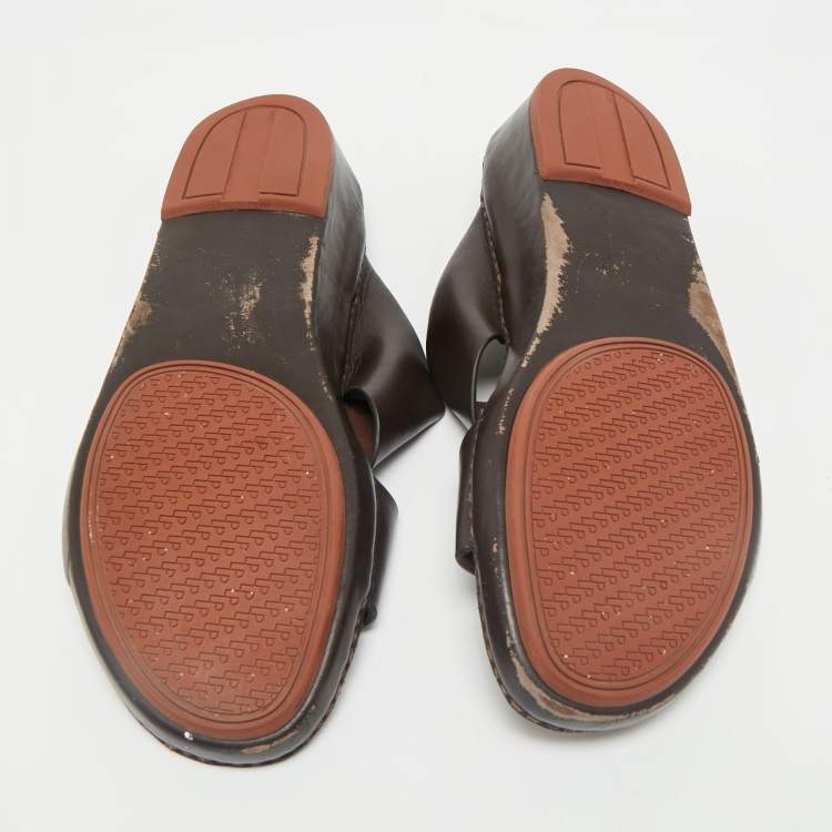 Pre Owned Loro Piana Brown Leather New Buckle Sandals Size 44