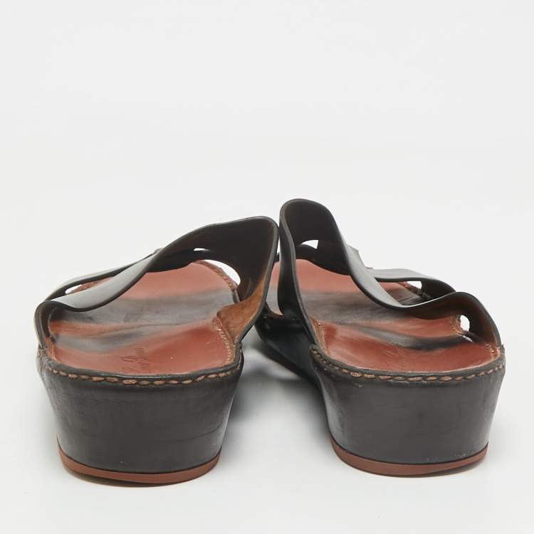 Pre Owned Loro Piana Brown Leather New Buckle Sandals Size 44