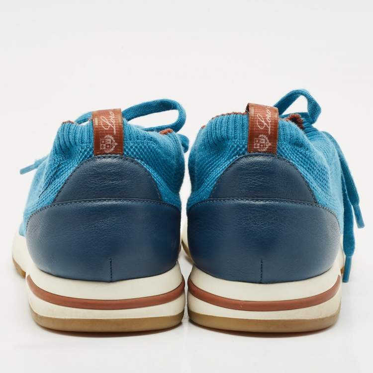 Pre Owned Loro Piana Blue Knit Fabric 360 LP Flexy Walk Sneakers Size 44