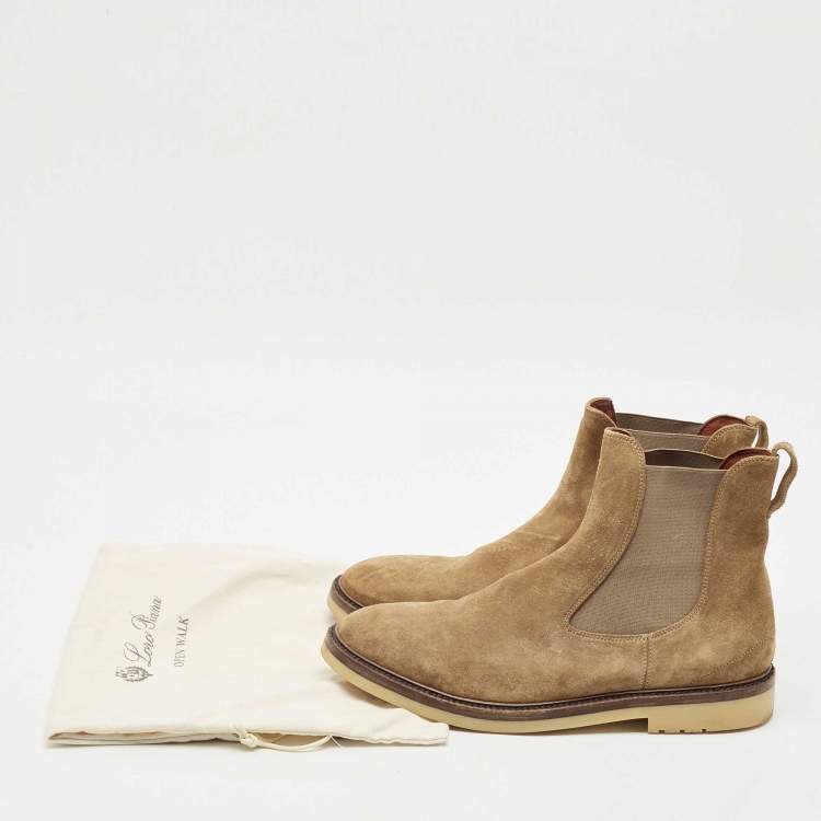 Pre Owned Loro Piana Brown Suede Beatle Walk Chelsea Boots Size 43