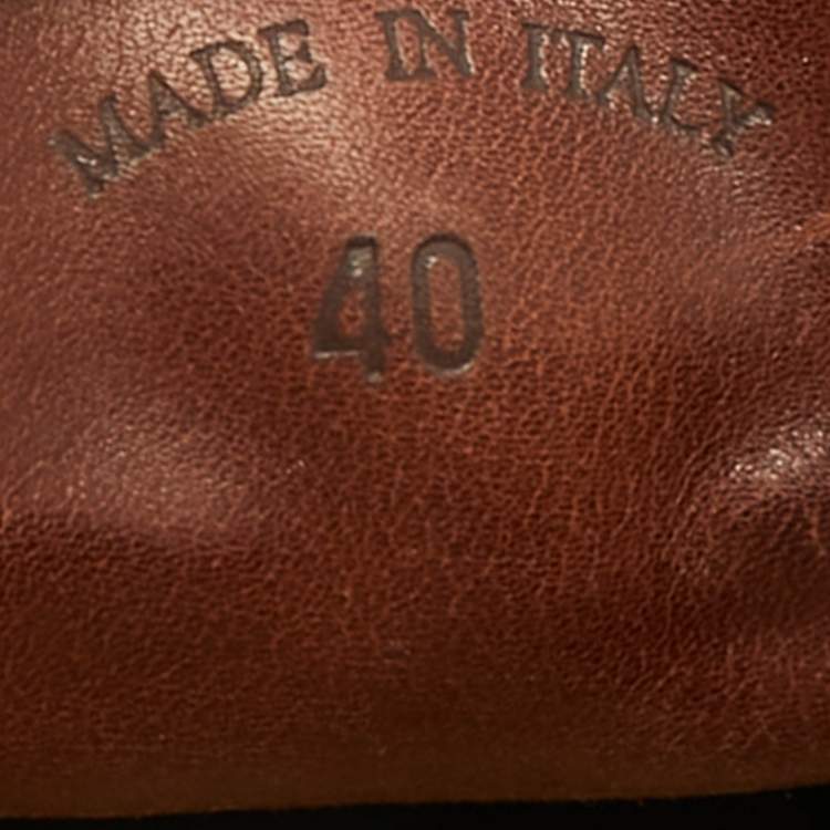 Pre Owned Loro Piana Brown Leather LP Dot Walk Slip On Loafers Size 40