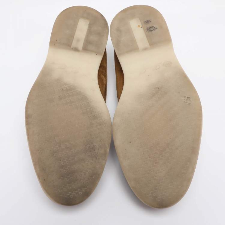 Pre Owned Loro Piana Khaki Suede Summer Walk Loafers Size 41.5