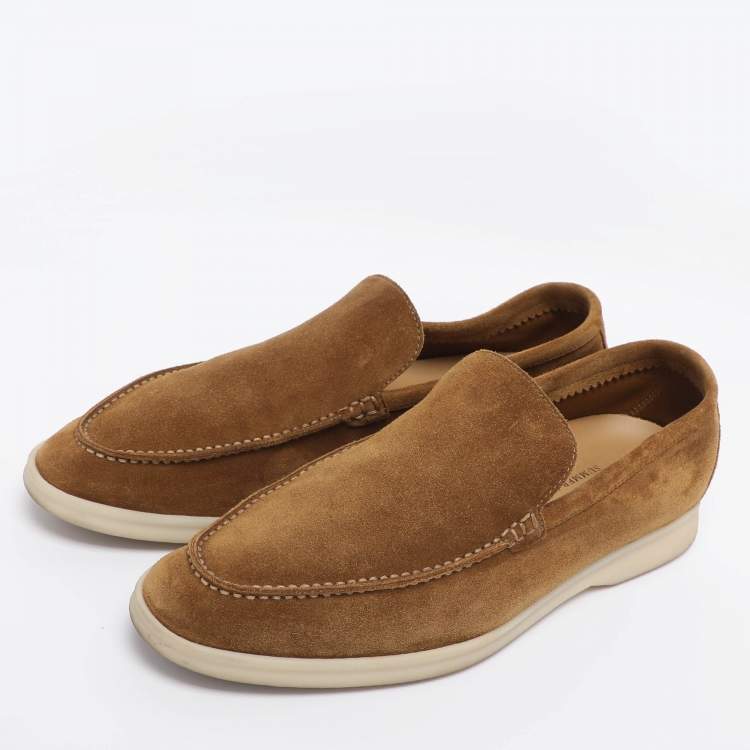 Pre Owned Loro Piana Khaki Suede Summer Walk Loafers Size 41.5