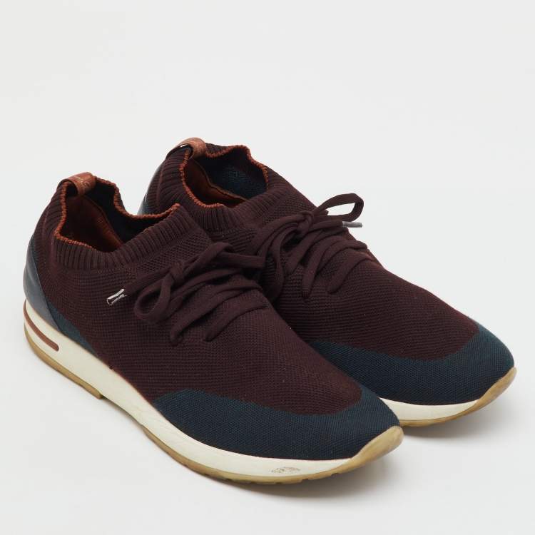 Pre Owned Loro Piana Multicolor Knit Fabric 360 Flexy Walk Lace Up Sneakers Size 43