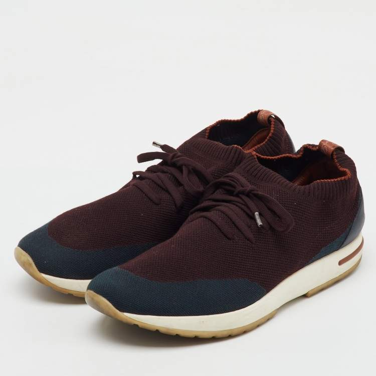 Pre Owned Loro Piana Multicolor Knit Fabric 360 Flexy Walk Lace Up Sneakers Size 43