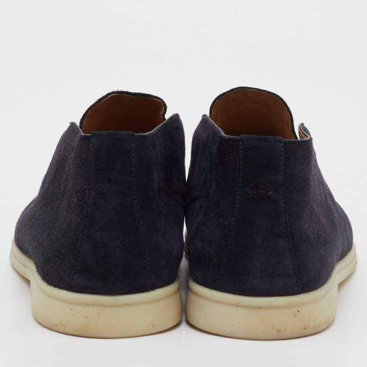 Pre Owned Loro Piana Navy Blue Suede Open Walk Ankle Length Boots Size 41