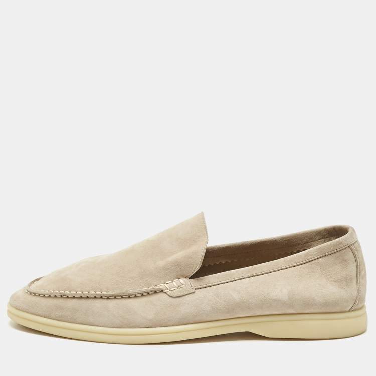 Pre Owned Loro Piana Beige Suede Summer Walk Loafers Size 46