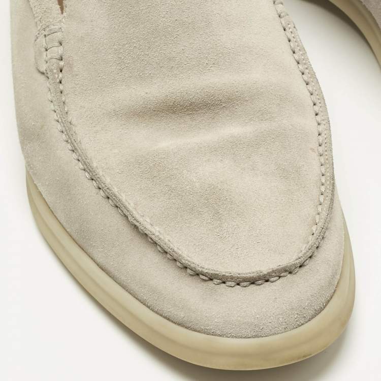 Pre Owned Loro Piana Brown Suede Summer Walk Loafers Size 41.5
