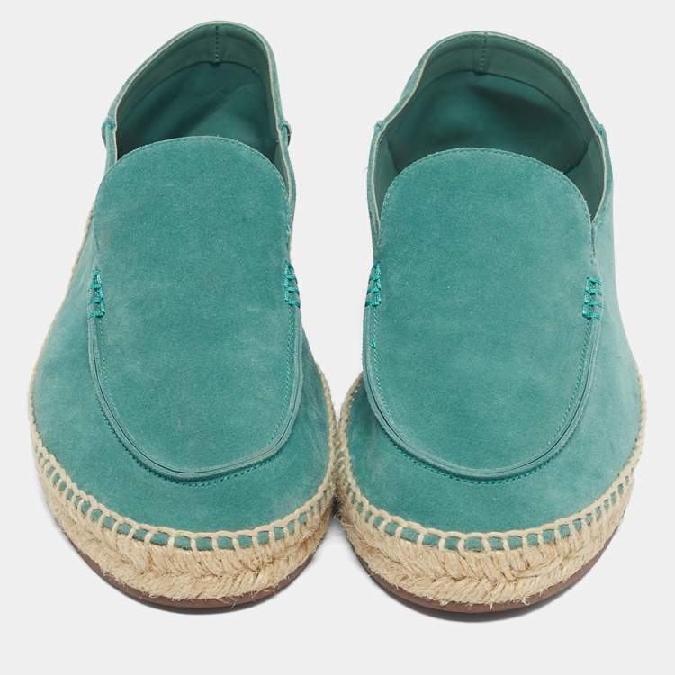 Pre Owned Loro Piana Green Suede Slip On Espadrille Size 42