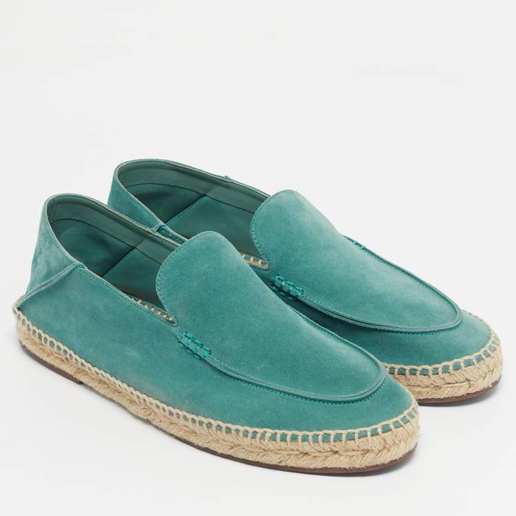 Pre Owned Loro Piana Green Suede Slip On Espadrille Size 42