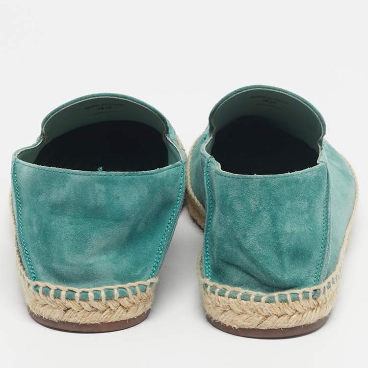 Pre Owned Loro Piana Green Suede Slip On Espadrille Size 42