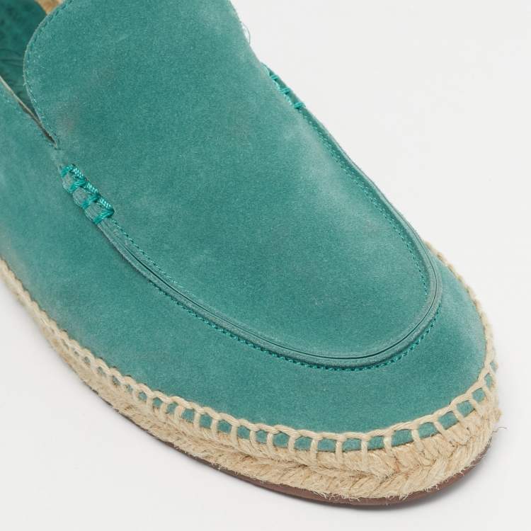 Pre Owned Loro Piana Green Suede Slip On Espadrille Size 42