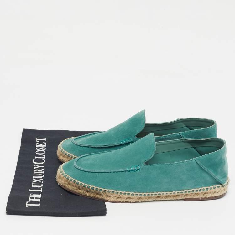 Pre Owned Loro Piana Green Suede Slip On Espadrille Size 42